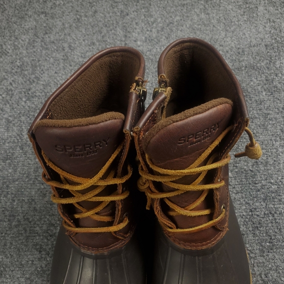 Sperry Saltwater Duck Boots Womens 7 Brown Leather Rain Snow STS91176 - Picture 6 of 13